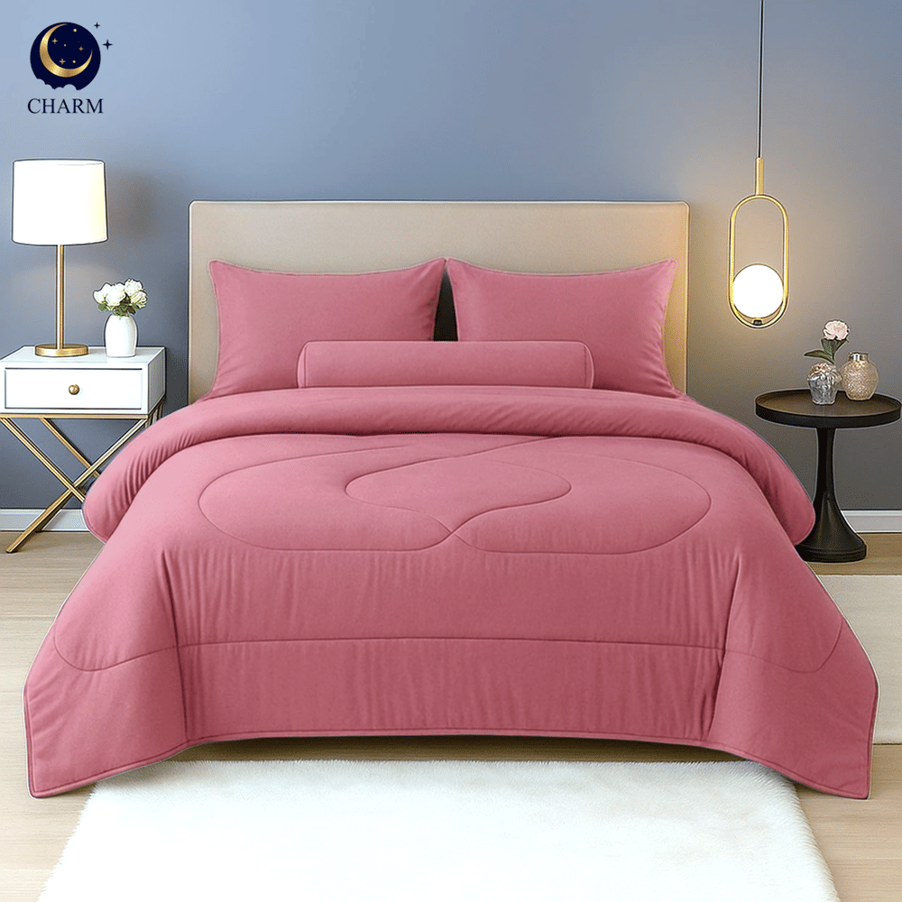 ชุดผ้าปูที่นอน 5 ฟุต 6 ชิ้น CHARM สี DUSTY PINK คอลเลคชั่น CLASSIC